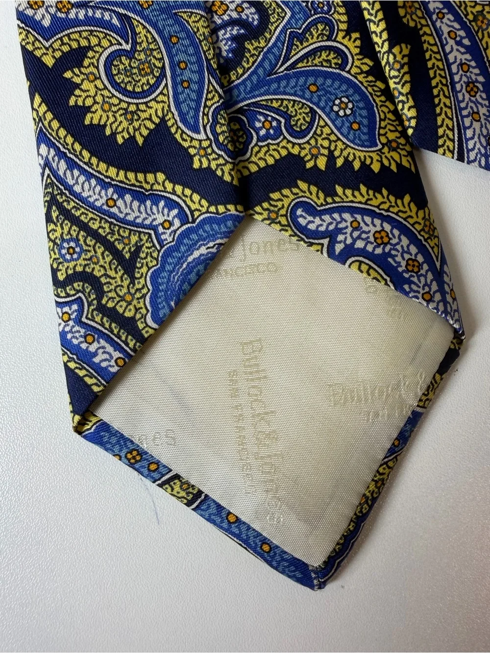 Bullock & Jones Blue and Yellow Paisley Silk Tie Beautiful